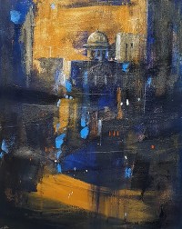 G. N. Qazi, 12 x 16 inch, Acrylic on Canvas, Cityscape Painting, AC-GNQ-065